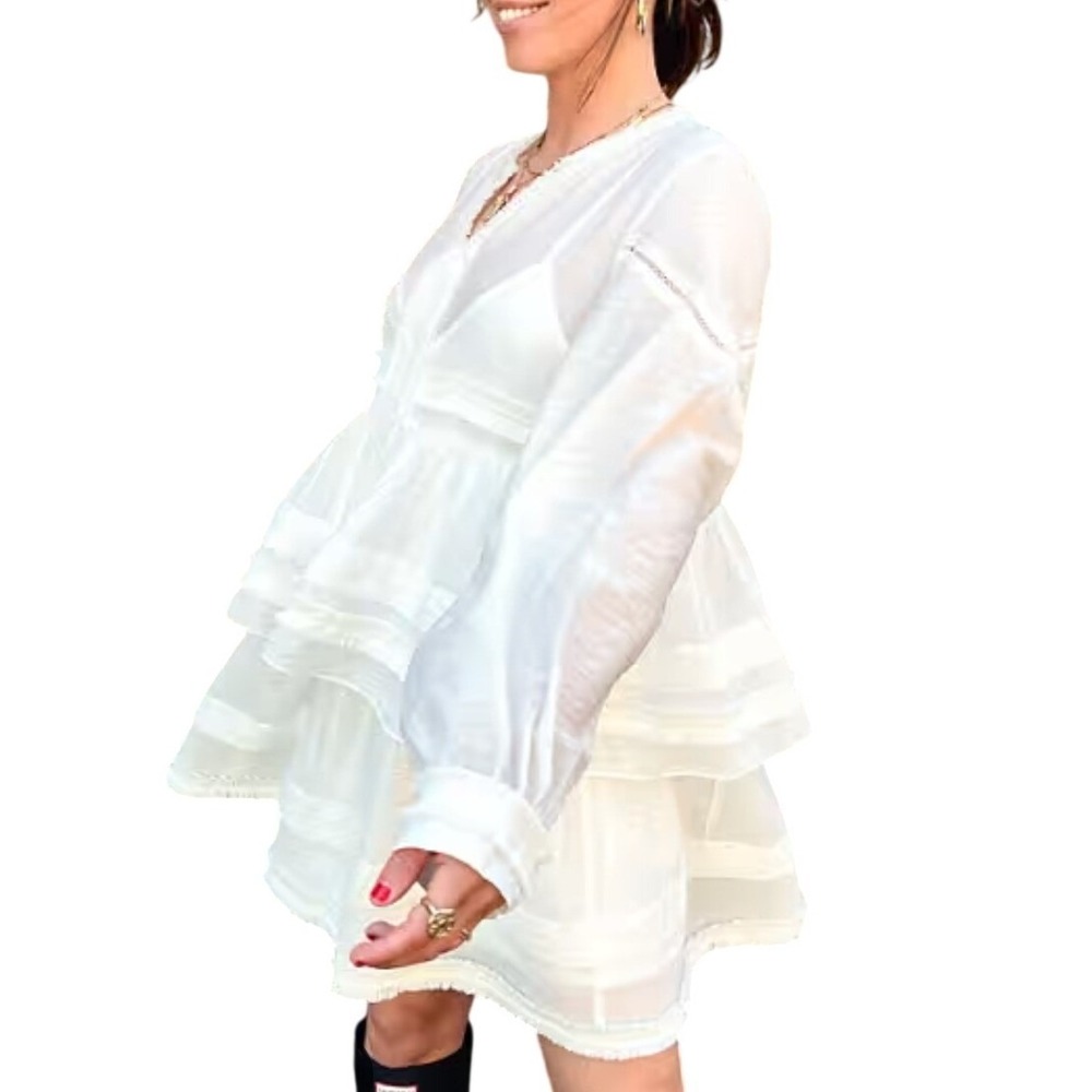 Labelrail x Collyer Twins White Tiered Boho‎ Mini Dress Size 10
